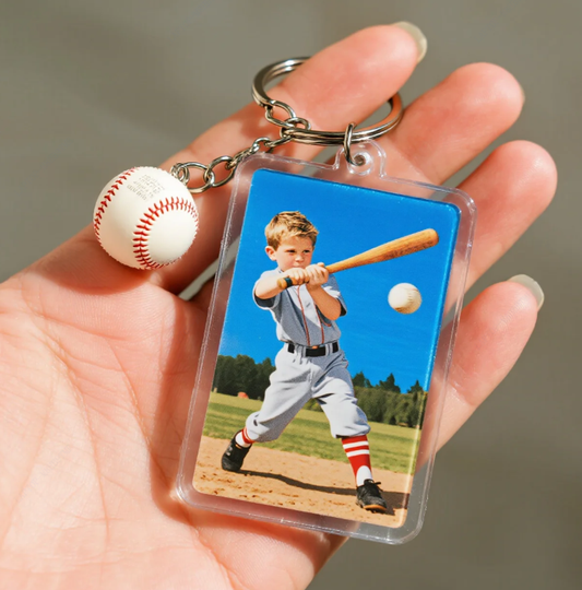 Transparent Acrylic Tag - Young Baseball Player Design