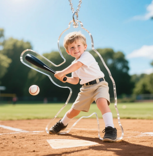Acrylic Keychain - Youth Baseball Player Design