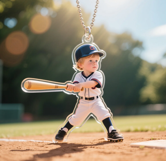 Acrylic Keychain - Youth Baseball Player Design