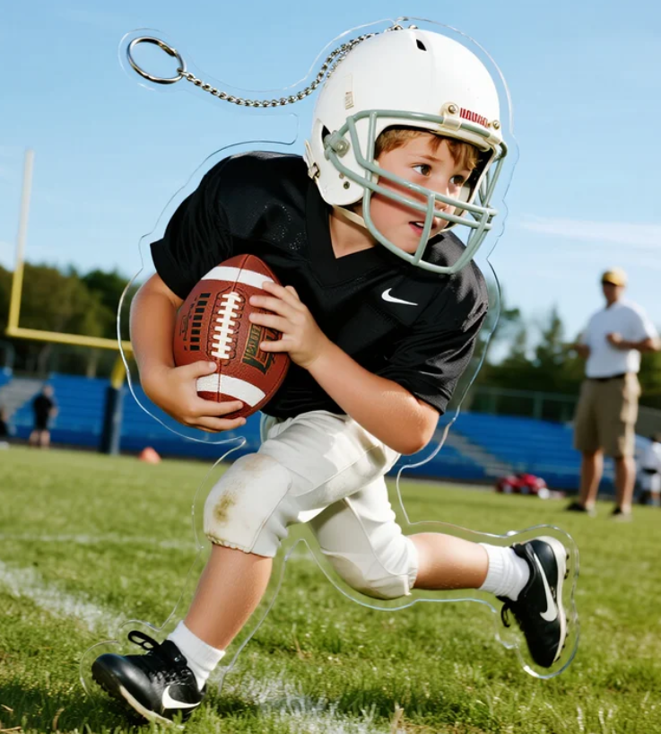 Acrylic Keychain - Youth Football Player Design